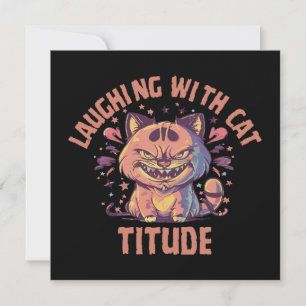 Lachen met kattige houding