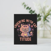 Lachen met kattige houding briefkaart (Staand voorkant)