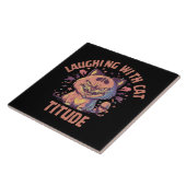 Lachen met kattige houding tegeltje (Zijkant)