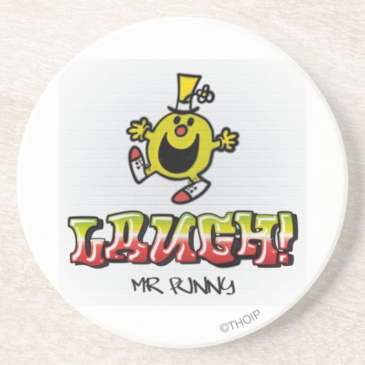 Lachen met meneer Grappig Zandsteen Onderzetter (Voorkant)