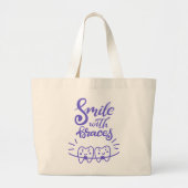 Lachen met races | Glimlende Teeth Grote Tote Bag (Voorkant)
