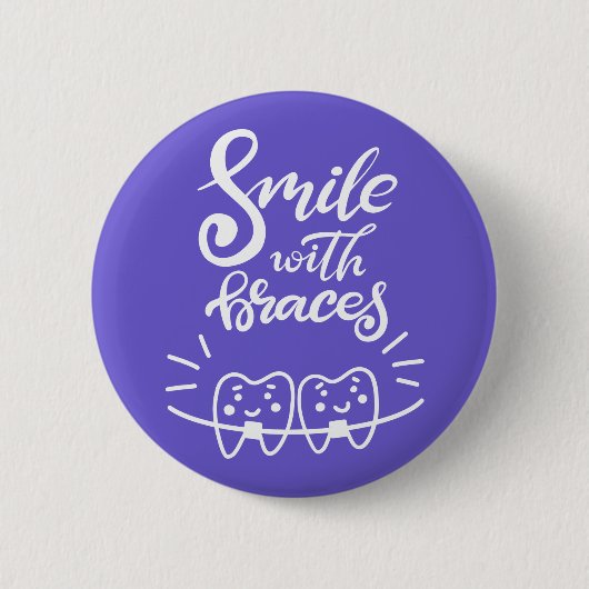 Lachen met races | Glimlende Teeth Ronde Button 5,7 Cm (Voorkant)