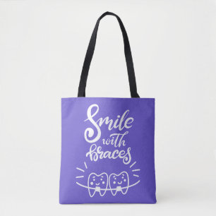 Lachen met races Glimlende Teeth Tote Bag