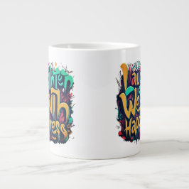 Lachen rijkdom geluk grote koffiekop