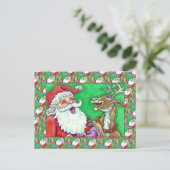 LACHEN SANTA & RENDIER KLOP KLOP GRAPPEN Grappig Feestdagenkaart (Staand voorkant)