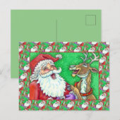 LACHEN SANTA & RENDIER KLOP KLOP GRAPPEN Grappig Feestdagenkaart (Voorkant / Achterkant)