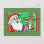 LACHEN SANTA & RENDIER KLOP KLOP GRAPPEN Grappig Feestdagenkaart (Voorkant)