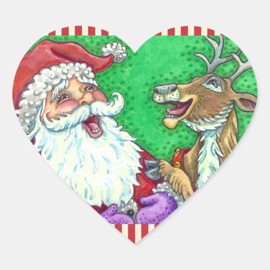 LACHEN SANTA & RENDIER KLOP KLOP GRAPPEN Grappig Hart Sticker (Voorkant)