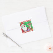 LACHEN SANTA & RENDIER KLOP KLOP GRAPPEN Grappig Vierkante Sticker (Envelop)