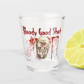 lachen schedel bloederig goed halloween feest shot glas (Voorkant)