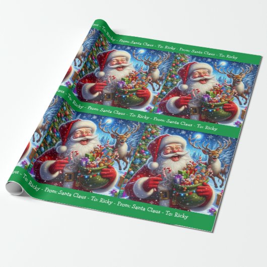 Lachen Sinterklaas Toevoegen Boy Girl's Name Chris Cadeaupapier (Uitgerold)