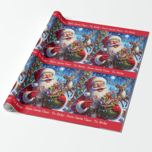 Lachen Sinterklaas Toevoegen Boy Girl's Name Chris Cadeaupapier (Uitgerold)