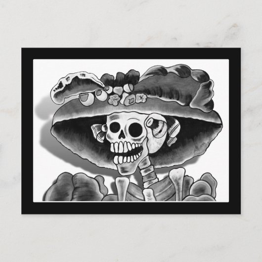 Lachen Skelet Vrouw Briefkaart (Voorkant)