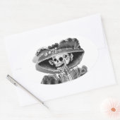 Lachen Skelet Vrouw Ovale Sticker (Envelop)