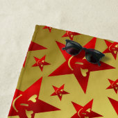 lachen, ster, sterren, rood, goud, glimlach, gezic strandlaken (In situ)