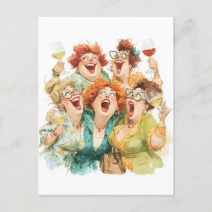 Lachen tijdens de nacht van de dames briefkaart