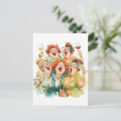 Lachen tijdens de nacht van de dames briefkaart (Staand voorkant)