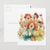 Lachen tijdens de nacht van de dames briefkaart (Voorkant / Achterkant)