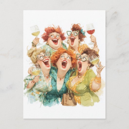 Lachen tijdens de nacht van de dames briefkaart (Voorkant)