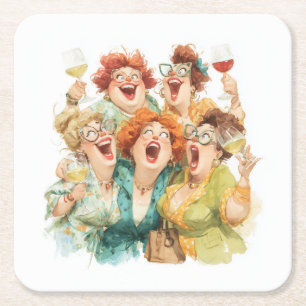 Lachen tijdens de nacht van de dames kartonnen onderzetters