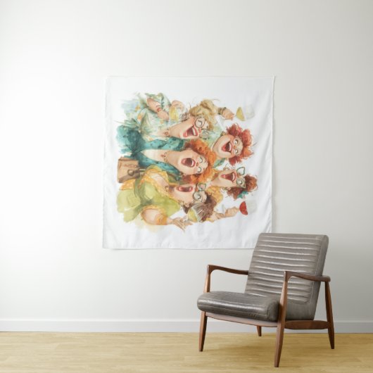 Lachen tijdens de nacht van de dames wandkleed (In Situ (horizontaal))