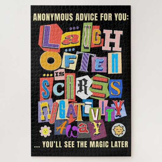 Lachen vaak – Positieve typografie Quote Design Legpuzzel (Verticaal)