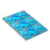 lachen van dolfijnen blauw notitieboek (Rechterzijde)