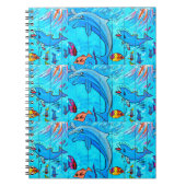 lachen van dolfijnen blauw notitieboek (Voorkant)