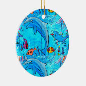 lachen van dolfijnen blauw ornament (Rechts)