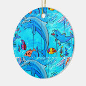 lachen van dolfijnen blauw ornament (Links)