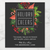 Lachen Vrede en Liefde | Vakantie Cheers Floral Wijn Etiket (Enkel label)