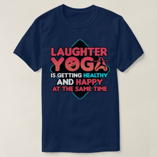 Lachen Yoga wordt gezond en gelukkig bij de T-shirt (Design voorkant)