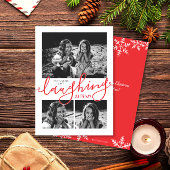 Lachend de hele weg 3-foto Sneeuwwitje Kerstmis Feestdagenkaart