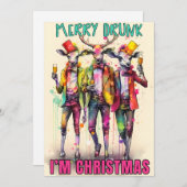 Lachend Dronken Feestdagenkaart (Voorkant / Achterkant)