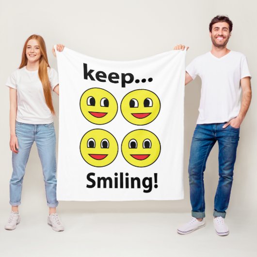 Lachend gezicht Blijf glimlachen Fleece Deken (In situ)