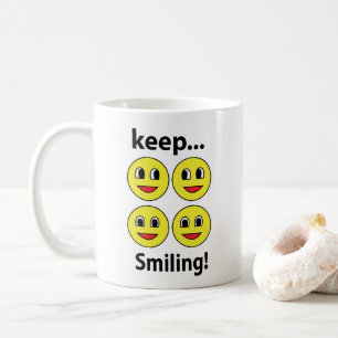 Lachend gezicht Blijf glimlachen Koffiemok