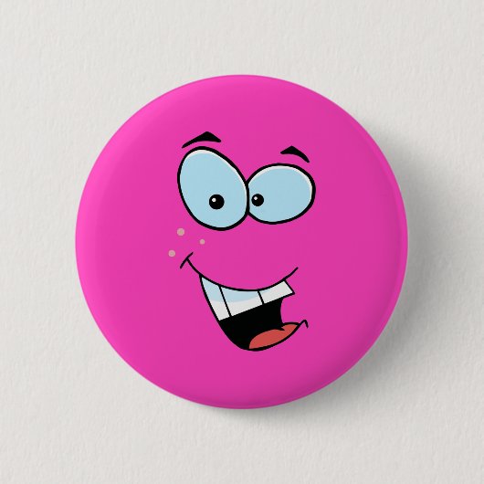 Lachend Gezicht Helder Roze Ronde Button 5,7 Cm (Voorkant)