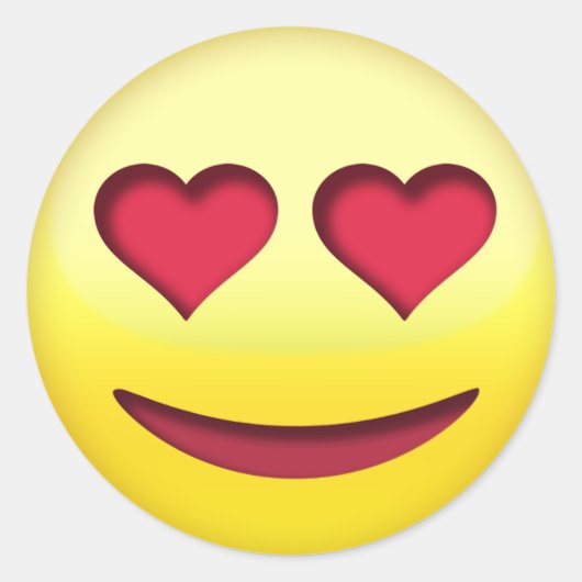 Lachend gezicht met hartvormige ogen grappige emoj ronde sticker (Voorkant)