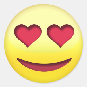 Lachend gezicht met hartvormige ogen grappige emoj ronde sticker