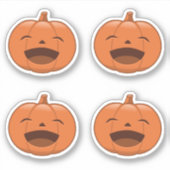 Lachend Halloween Pompoen, Set van 4 Sticker (Voorkant)