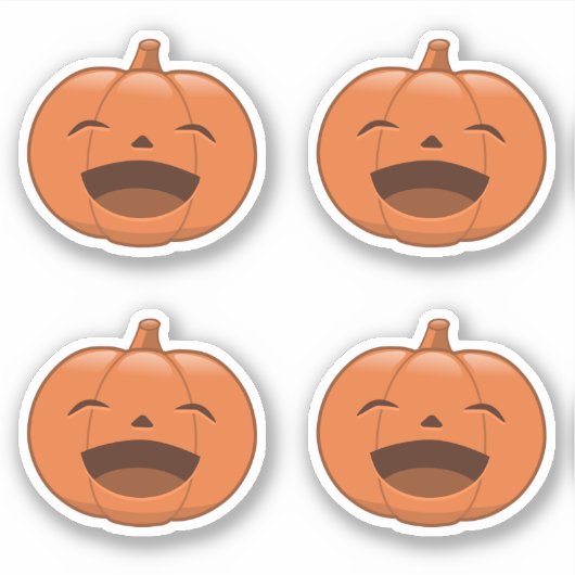 Lachend Halloween Pompoen, Set van 4 Sticker (Voorkant)