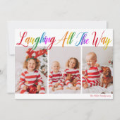 Lachend helemaal Rainbow 3 Kerstmis Foto Feestdagenkaart (Voorkant)