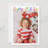 Lachend helemaal regenboog Kinder Kerstmis Foto Feestdagenkaart (Voorkant)