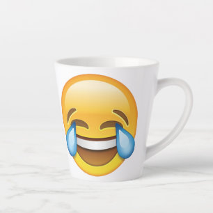 lachend huilend gezicht met vreugdetranen emoji latte mok