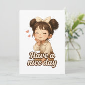 Lachend Meisje met Positieve Boodschap Kaart (Staand voorkant)