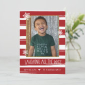 Lachend naar de Kerst Foto Kerstkaart Kaart (Staand voorkant)