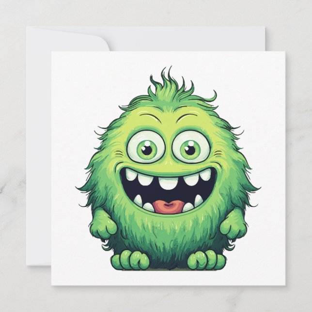 Lachend Schattig Groen Monster Cartoon (Voorkant)