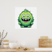 Lachend Schattig Groen Monster Cartoon Poster (Keuken)