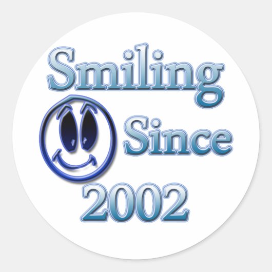 Lachend sinds 2002 ronde sticker (Voorkant)