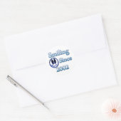 Lachend sinds 2002 ronde sticker (Envelop)